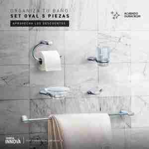 Set baño oval (5 piezas) acabado duracrom vainsa